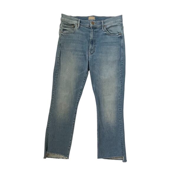 MOTHER Insider Crop Step Fray Jeans - Shoot to Thrill - Blue Denim - Size 30 - Picture 2 of 8